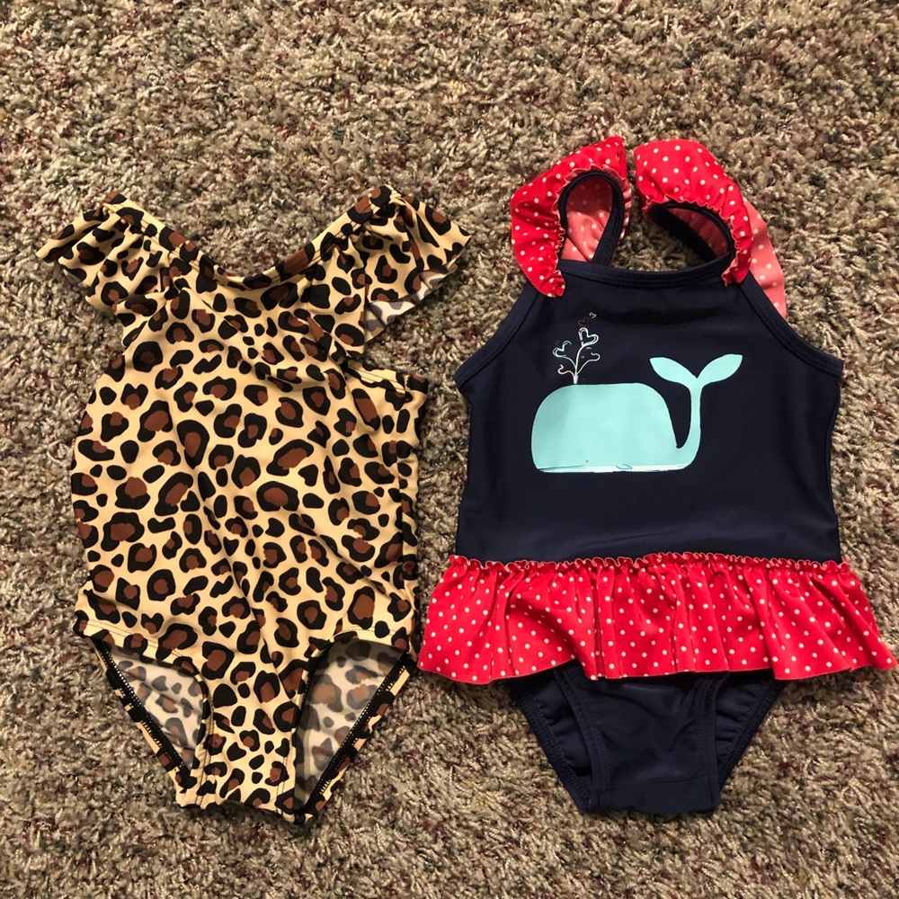 TWO BABY GIRL SWIM SUITS LEOPARD 🐆